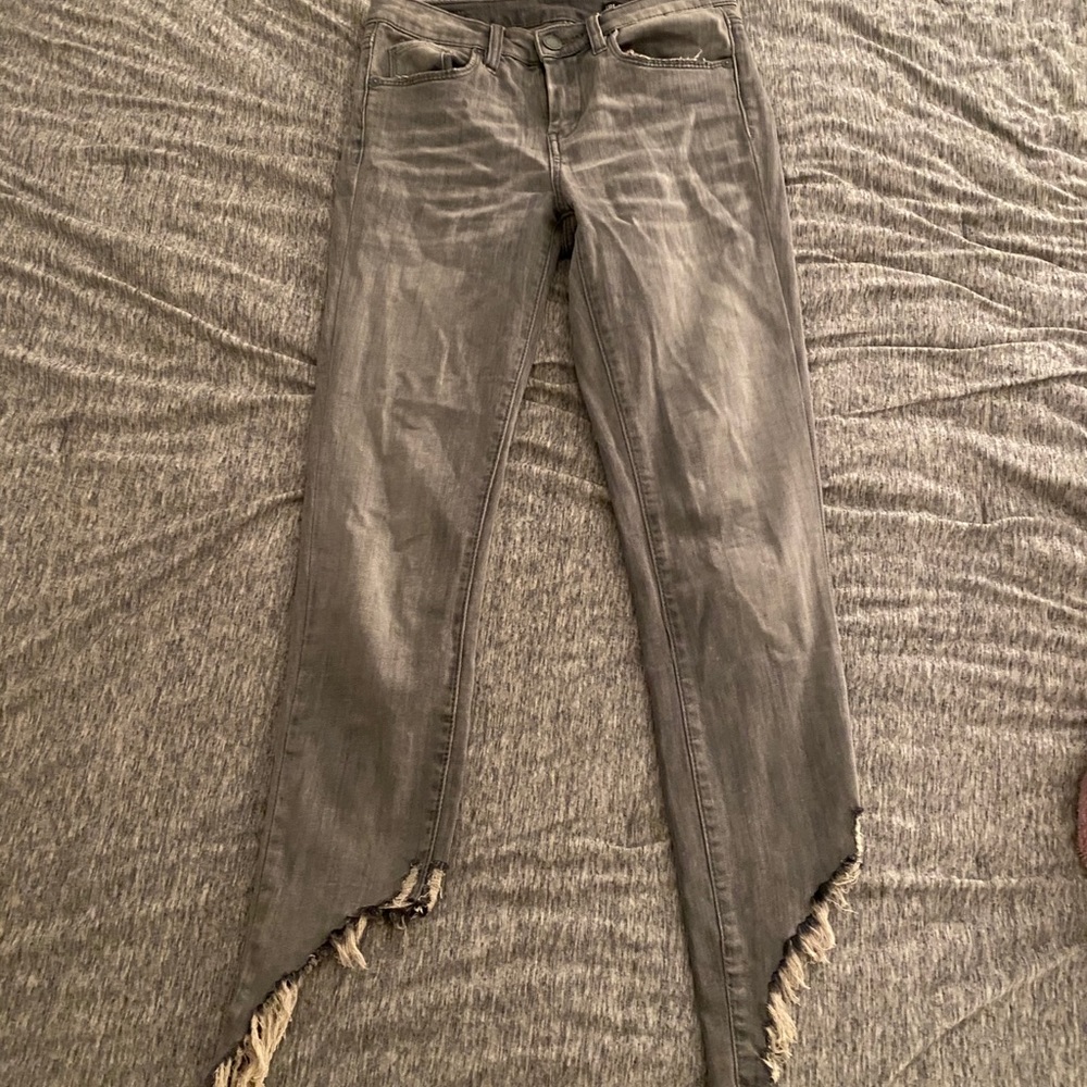 Gray Frayed Jeans